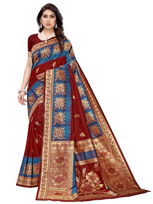 women self design banarasi saree with blouse - 21722290 - Very Small Image - 1