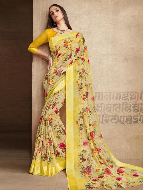 women floral printed saree with blouse - 21722434 - Very Small Image - 1