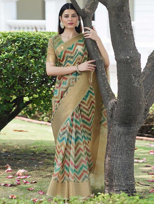 women printed casual wear saree with blouse - 21722444 - Very Small Image - 1