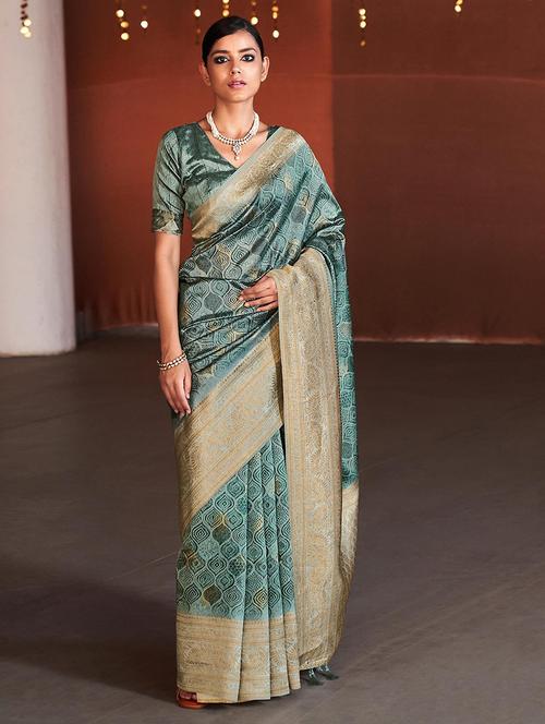 women printed bordered saree with blouse - 21722484 - Very Small Image - 1
