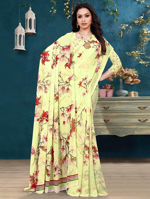 women floral printed saree with blouse - 21722486 - Very Small Image - 1