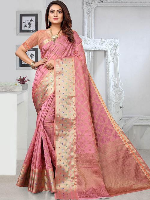 women self design banarasi saree with blouse - 21722505 - Very Small Image - 1