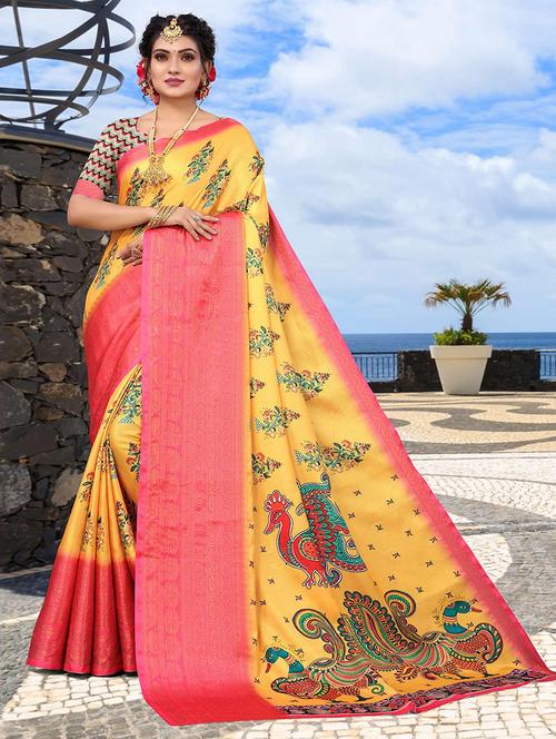 women printed casual wear saree with blouse - 21722509 - Very Small Image - 1