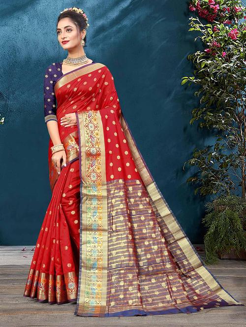 women self design zari bordered saree with blouse - 21722520 - Very Small Image - 1
