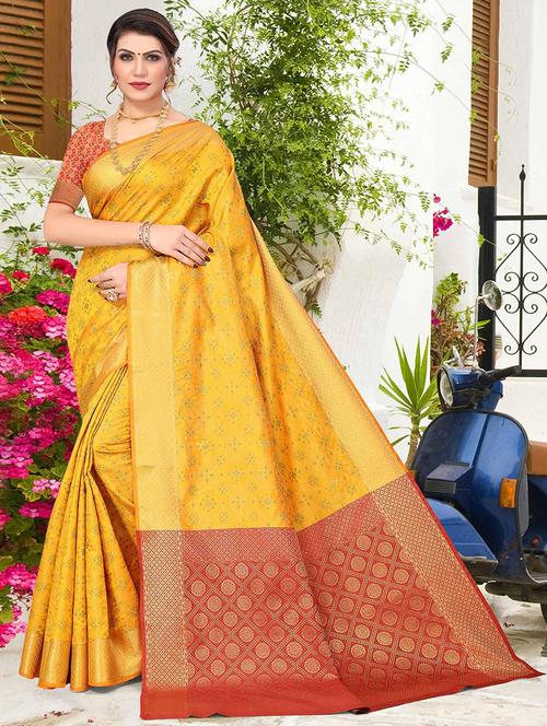 women self design banarasi saree with blouse - 21722537 - Very Small Image - 1