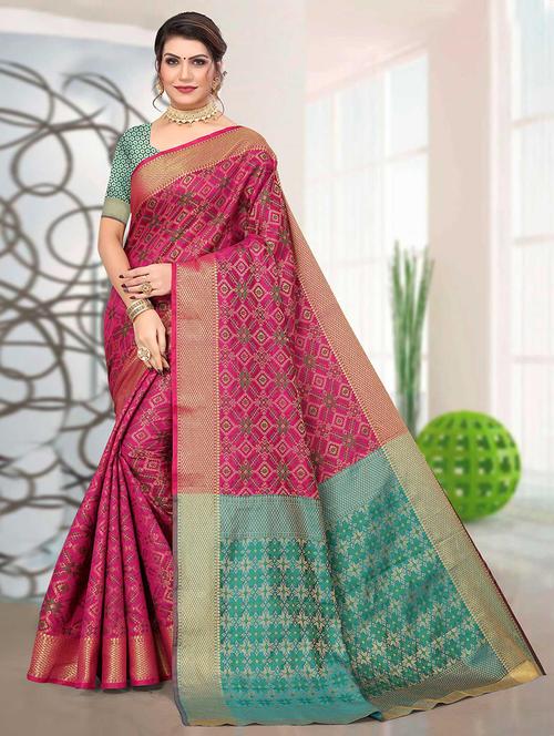 women self design patola saree with blouse - 21722544 - Very Small Image - 1