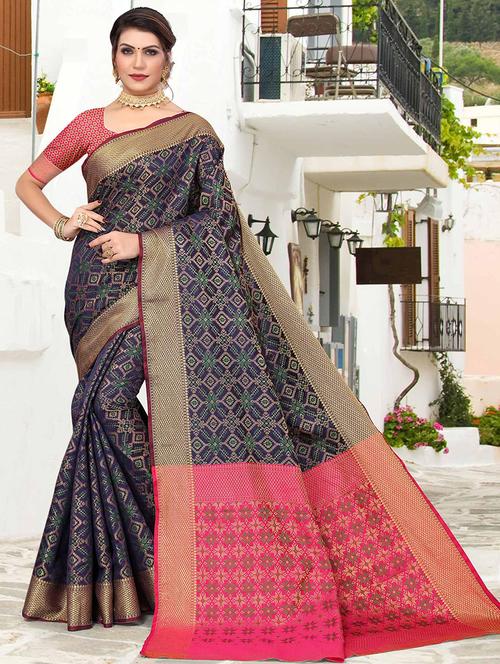 women self design patola saree with blouse - 21722546 - Very Small Image - 1