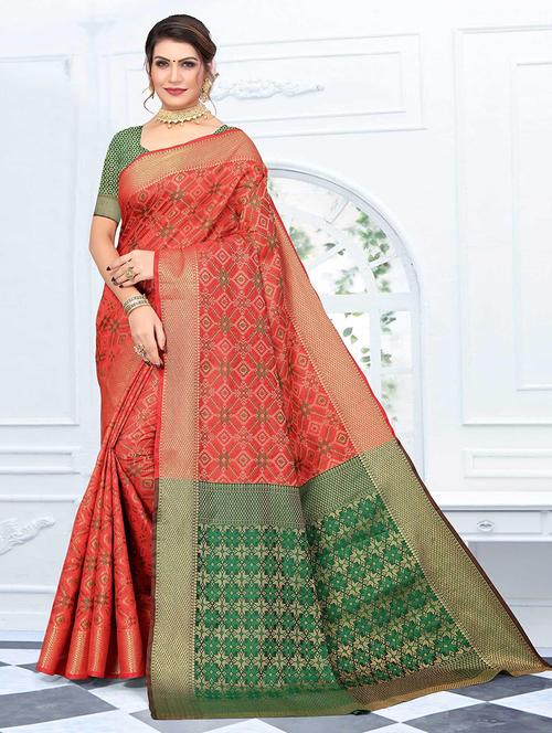 women self design patola saree with blouse - 21722550 - Very Small Image - 1