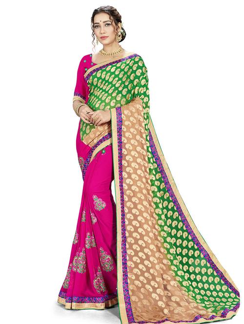 women printed casual wear saree with blouse - 21722629 - Very Small Image - 1