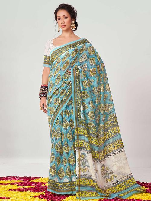 women printed casual wear saree with blouse - 21722641 - Very Small Image - 1
