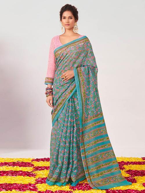 women printed casual wear saree with blouse - 21722642 - Very Small Image - 1