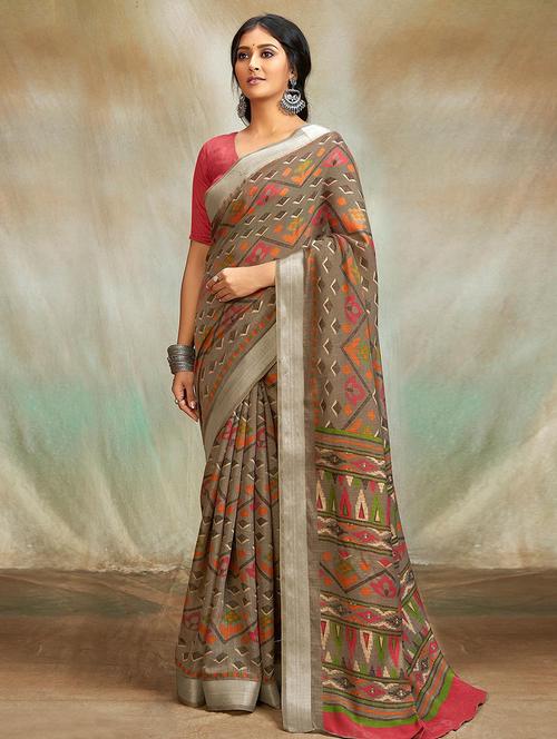 women printed casual wear saree with blouse - 21722655 - Very Small Image - 1