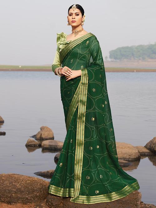 women printed bordered saree with blouse - 21722663 - Very Small Image - 1