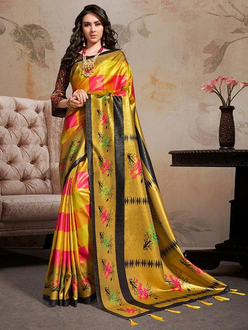 women printed bordered saree with blouse - 21722676 - Very Small Image - 1