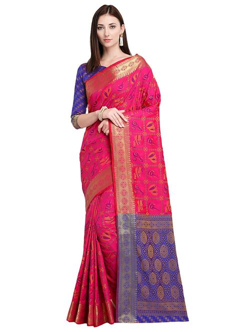 women printed bordered saree with blouse - 21722684 - Very Small Image - 1