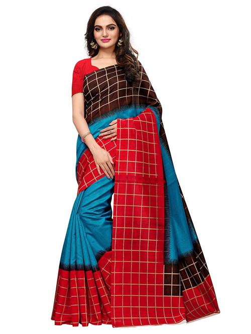 women checkered handloom saree with blouse - 21722690 - Very Small Image - 1