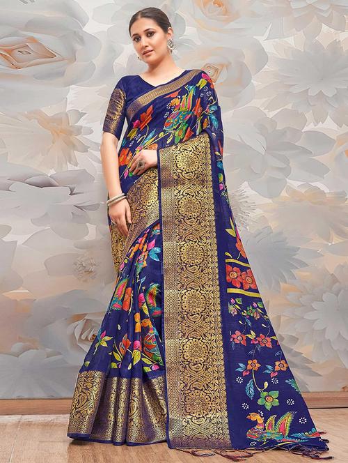 women printed casual wear saree with blouse - 21722691 - Very Small Image - 1