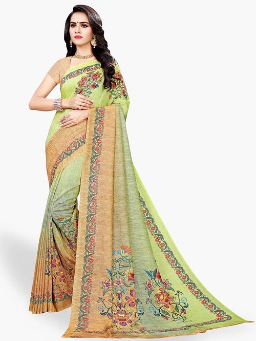 women green printed saree with blouse - 21722696 - Very Small Image - 1