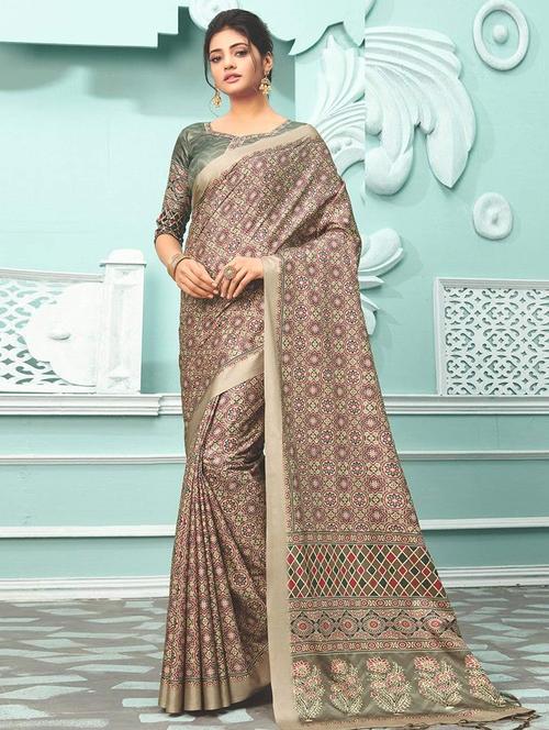 women printed casual wear saree with blouse - 21722727 - Very Small Image - 1