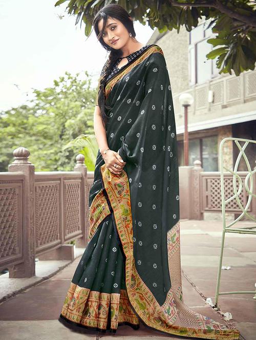 women printed bordered saree with blouse - 21722734 - Very Small Image - 1