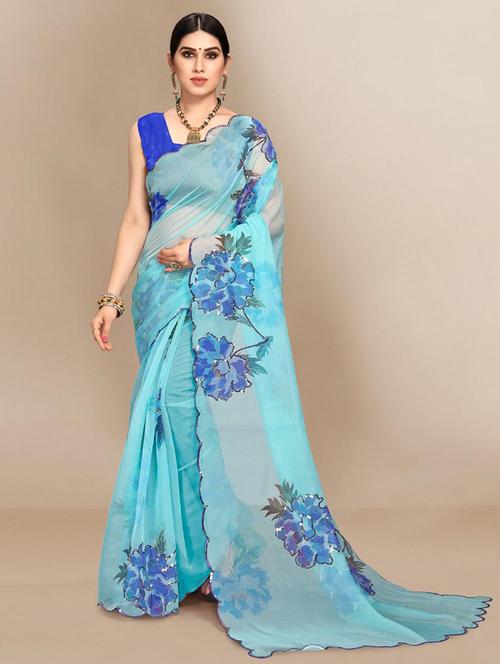 women printed casual wear saree with blouse - 21722819 - Very Small Image - 1