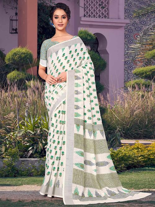 women printed casual wear saree with blouse - 21722820 - Very Small Image - 1