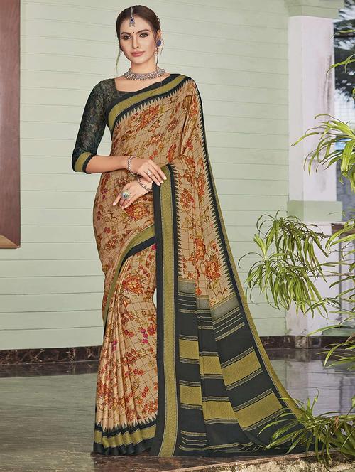 women printed casual wear saree with blouse - 21722823 - Very Small Image - 1