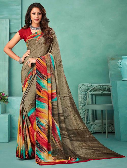 women printed casual wear saree with blouse - 21722840 - Very Small Image - 1