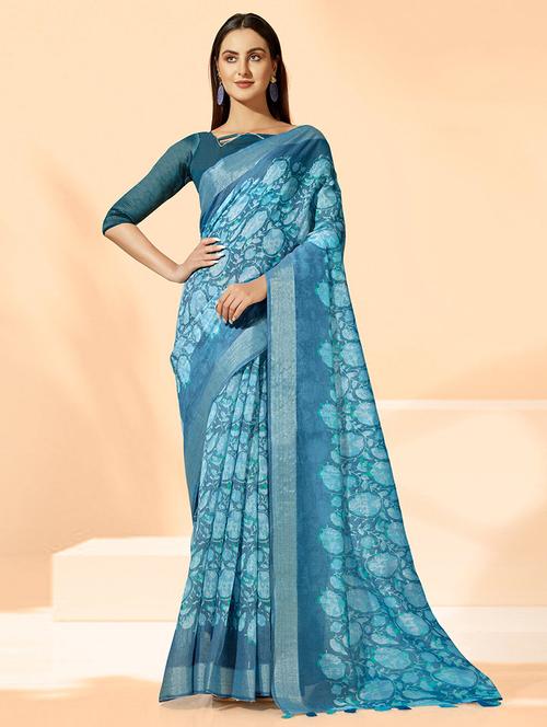 women printed casual wear saree with blouse - 21722842 - Very Small Image - 1