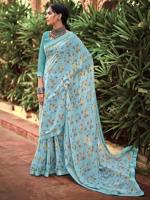 women printed casual wear saree with blouse - 21722868 - Very Small Image - 1