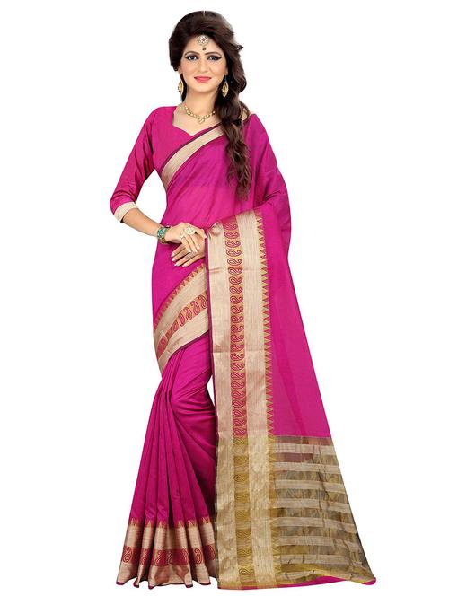 women solid with bordered saree with blouse - 21722928 - Very Small Image - 1