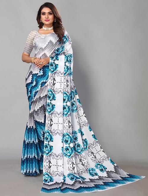 women grey printed saree with blouse - 21722947 - Very Small Image - 1