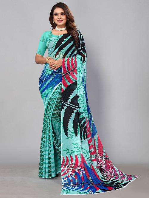 women printed casual wear saree with blouse - 21722950 - Very Small Image - 1