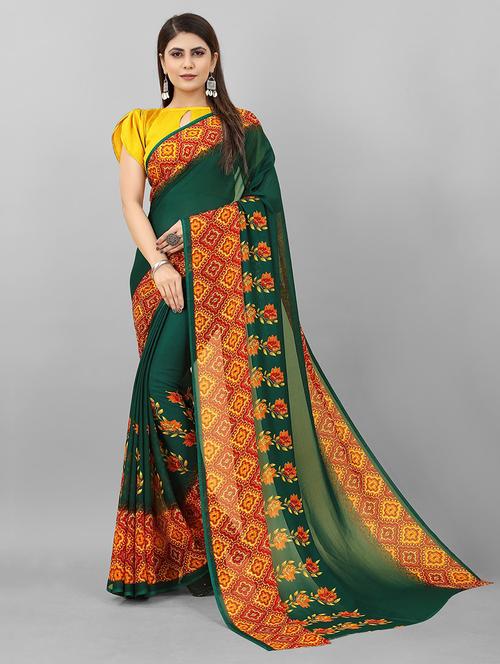 women solid bordered saree with blouse - 21722962 - Very Small Image - 1