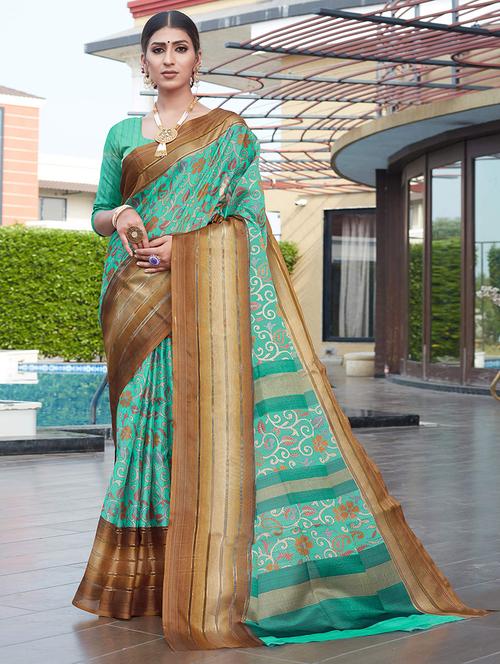 women printed bordered saree with blouse - 21722984 - Very Small Image - 1