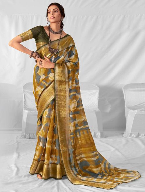 women printed lace bordered saree with blouse - 21722986 - Very Small Image - 1