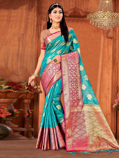 women self design banarasi saree with blouse - 21723010 - Very Small Image - 1