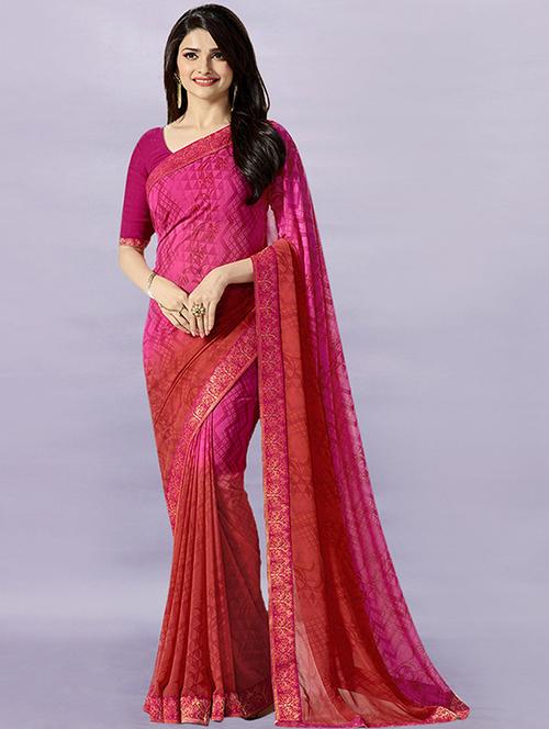 women printed bordered saree with blouse - 21723034 - Very Small Image - 1