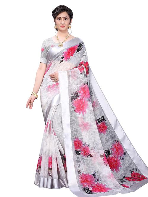 women floral printed saree with blouse - 21723038 - Very Small Image - 1