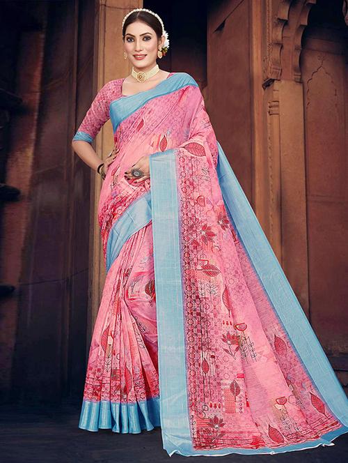 women printed casual wear saree with blouse - 21723057 - Very Small Image - 1