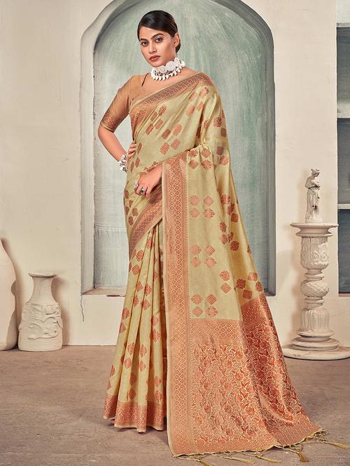 women self design banarasi saree with blouse - 21723077 - Very Small Image - 1