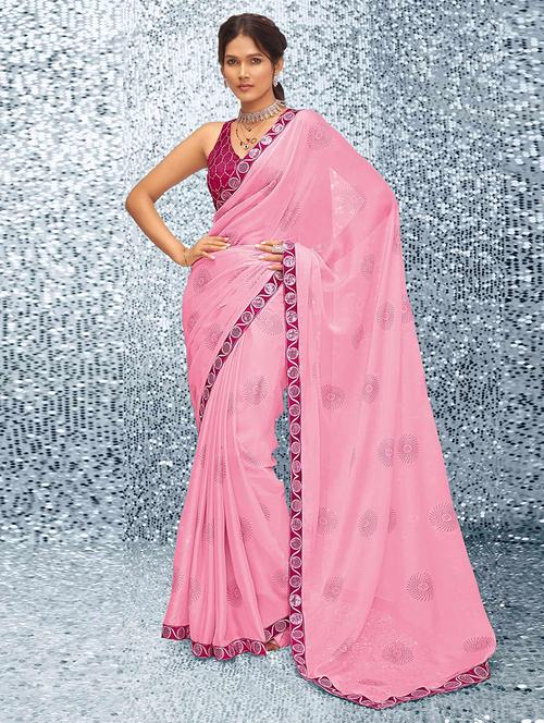 women printed bordered saree with blouse - 21723118 - Very Small Image - 1