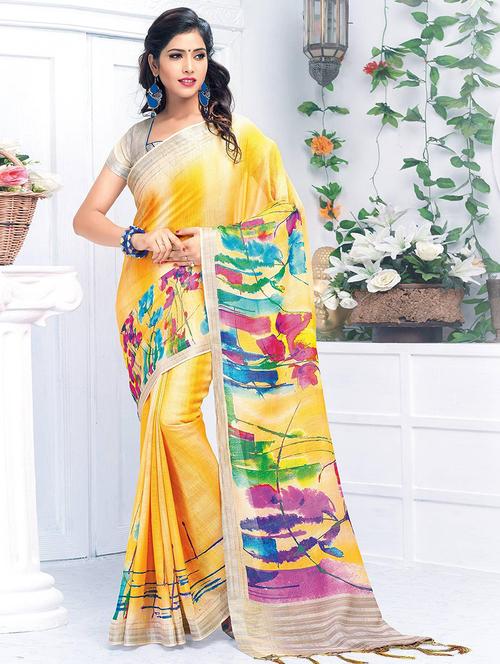 women printed bordered saree with blouse - 21723139 - Very Small Image - 1