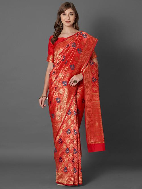 women self design banarasi saree with blouse - 21723155 - Very Small Image - 1