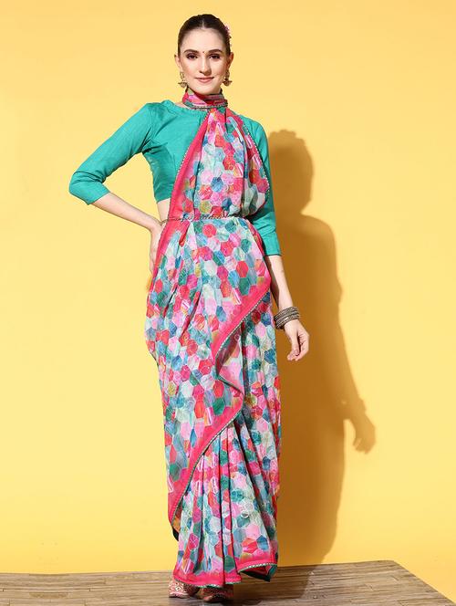 women printed casual wear saree with blouse - 21723241 - Very Small Image - 1