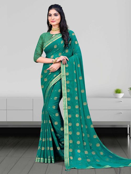 women embroidered bordered saree with blouse - 21723249 - Very Small Image - 1
