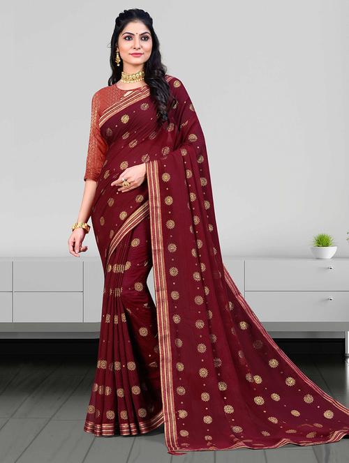 women printed bordered saree with blouse - 21723253 - Very Small Image - 1