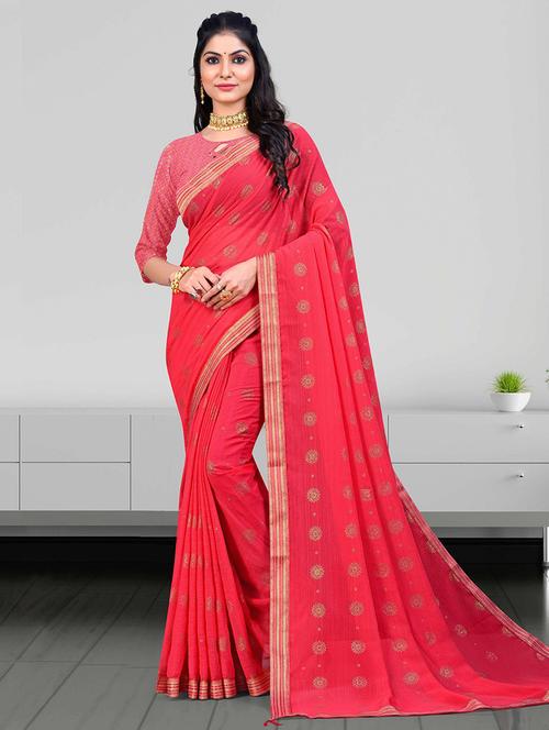 women printed bordered saree with blouse - 21723254 - Very Small Image - 1