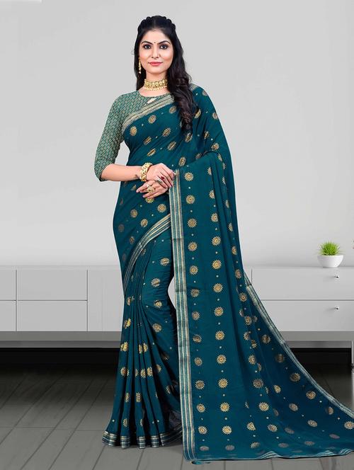 women printed bordered saree with blouse - 21723255 - Very Small Image - 1