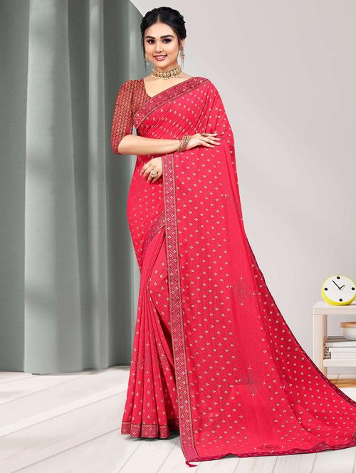 women embroidered bordered saree with blouse - 21723269 - Very Small Image - 1
